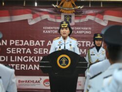 Kakanwil Lampung Lantik Pejabat Administrasi dan Fungsional