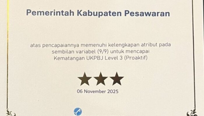 Pemkab Pesawaran Raih Penghargaan UKPBJ Proaktif dari LKPP RI
